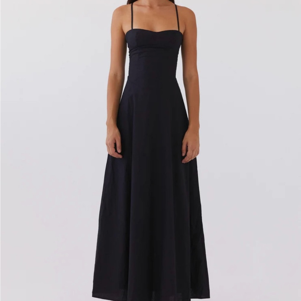 Peppermayo Black Spaghetti-Strap Maxi Dress